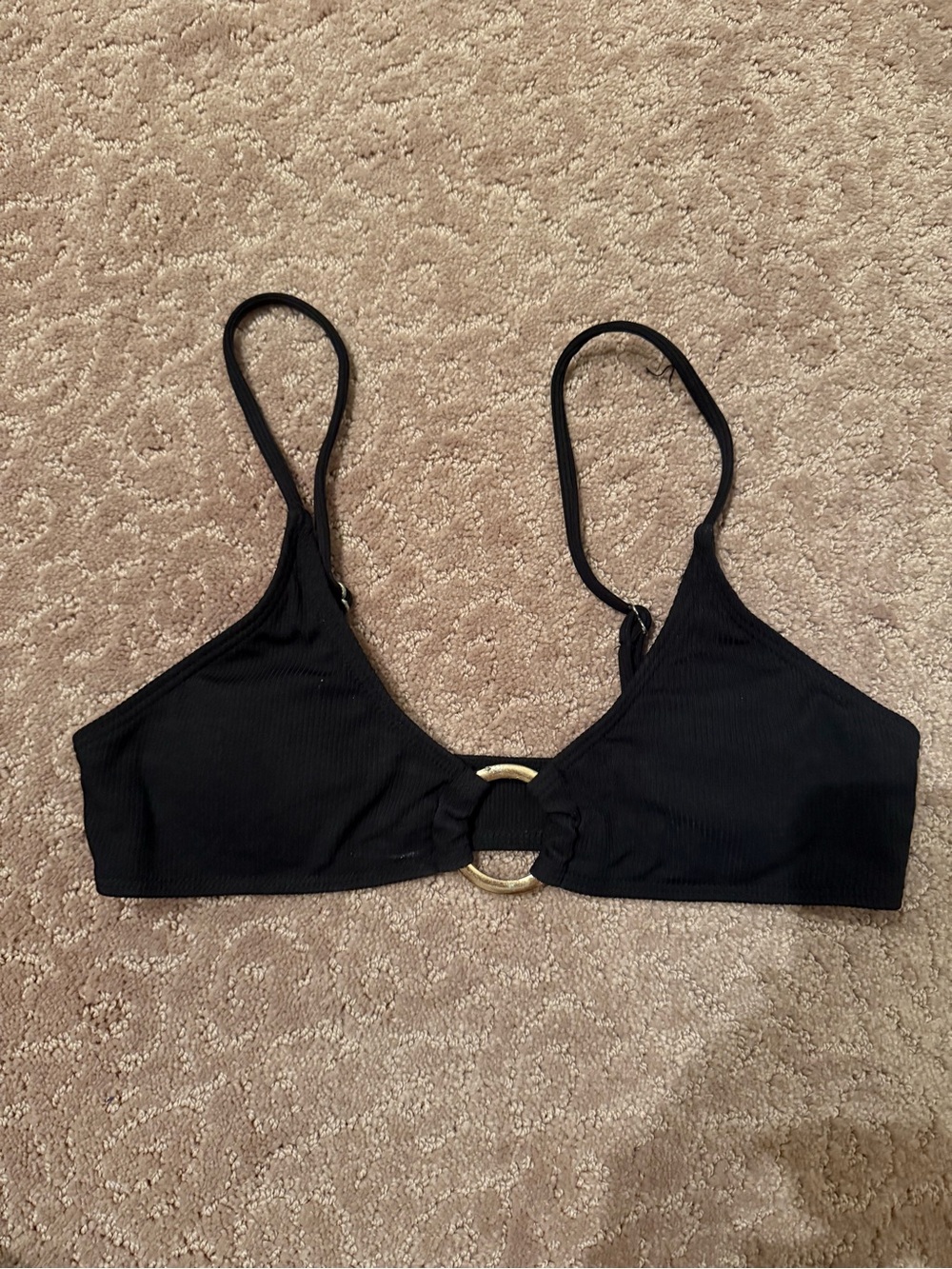 Black Ring-Accent Bikini top